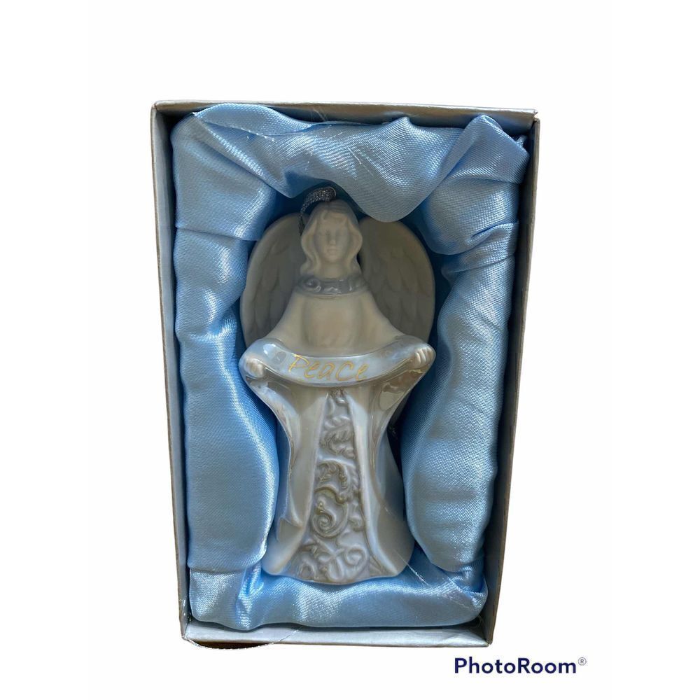 Set of 6 Porcelain Inspirational Angel Ornaments with matte and glaze finish - Picture 5 of 7